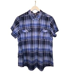 Eddie Bauer Womens 2X Plaid Short Sleeve Button Up Shirt Live Your Adventure New